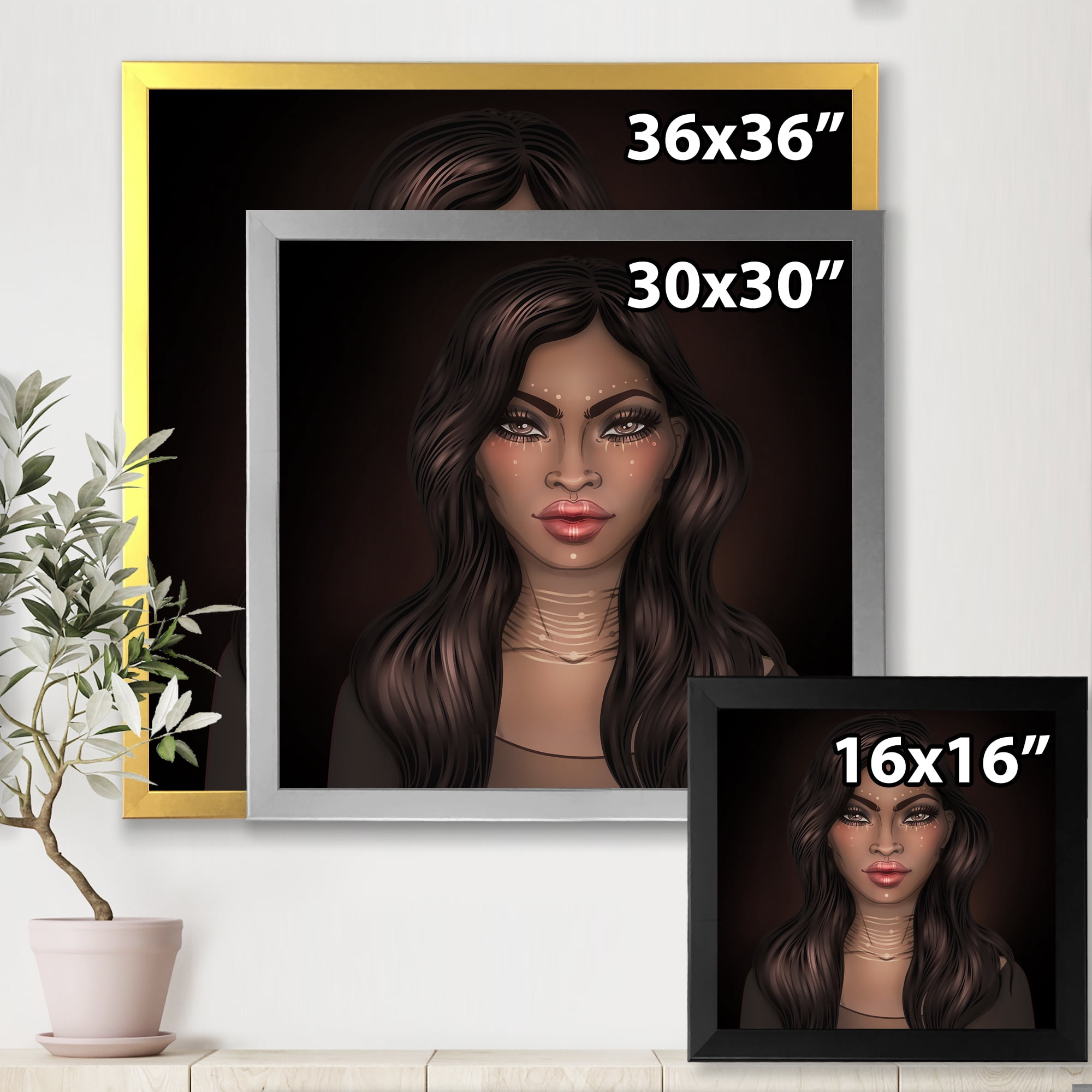 Designart 'Portrait of Afro American Woman IV' Modern Framed Art Print
