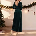 thumbnail image 5 of Womens Christmas Dress Velour Cute Long Sleeve Dresses Womens Green Dresses A-line Dresses Holiday Party Dress Women's Fall Dress, 5 of 5