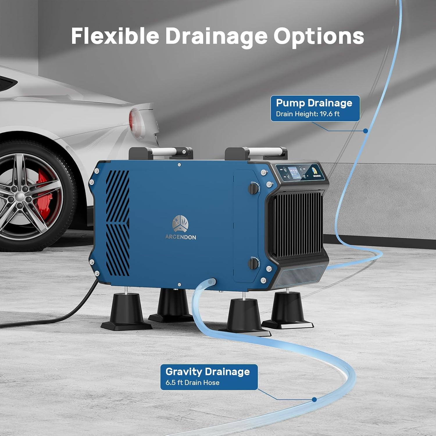 ARGENDON 180 Pints Crawlspace Dehumidifiers with Pump and Drain Hose,Commercial Dehumidifier for Basement, Industrial Large Spaces, Basement, Job Sites, cETL, Up to 2,300 sq. ft.5-Year Limited Warran