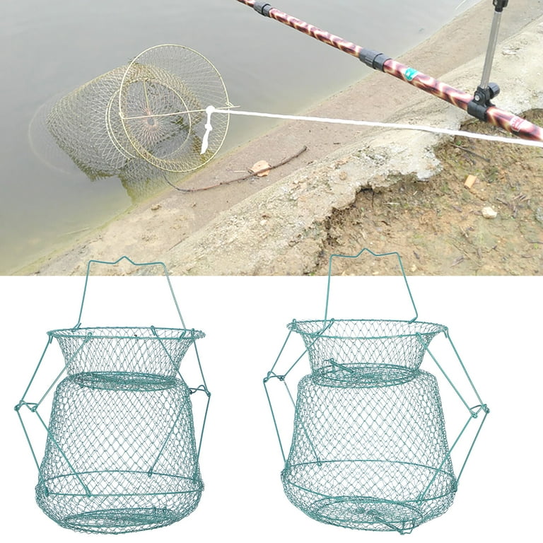 Portable Iron Fishing Net Diving Fish Net Cage Foldable Fish Storage Basket  Fishing Supply 