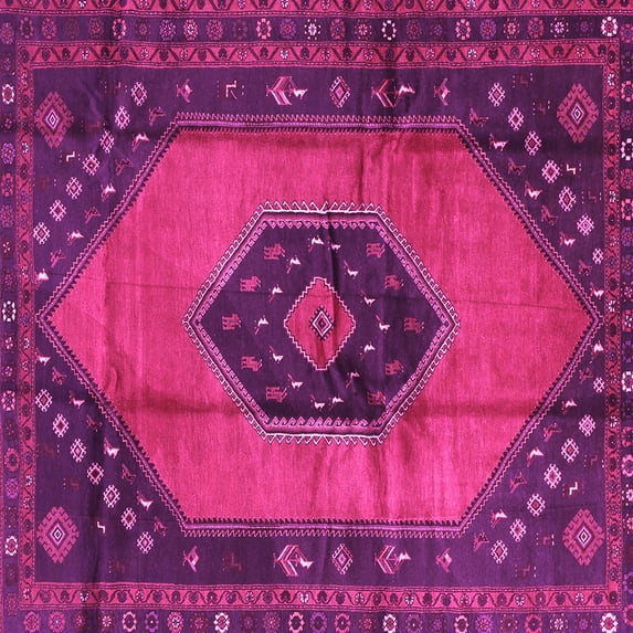 Ahgly Company Indoor Square Medallion Pink Traditional Area Rugs, 6' Square