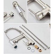 Kitchen Sink Faucet for Bar Farmhouse Commercial, All Copper Black Spring Pull Out Kitchen Sink Hot Cold Water Chrome