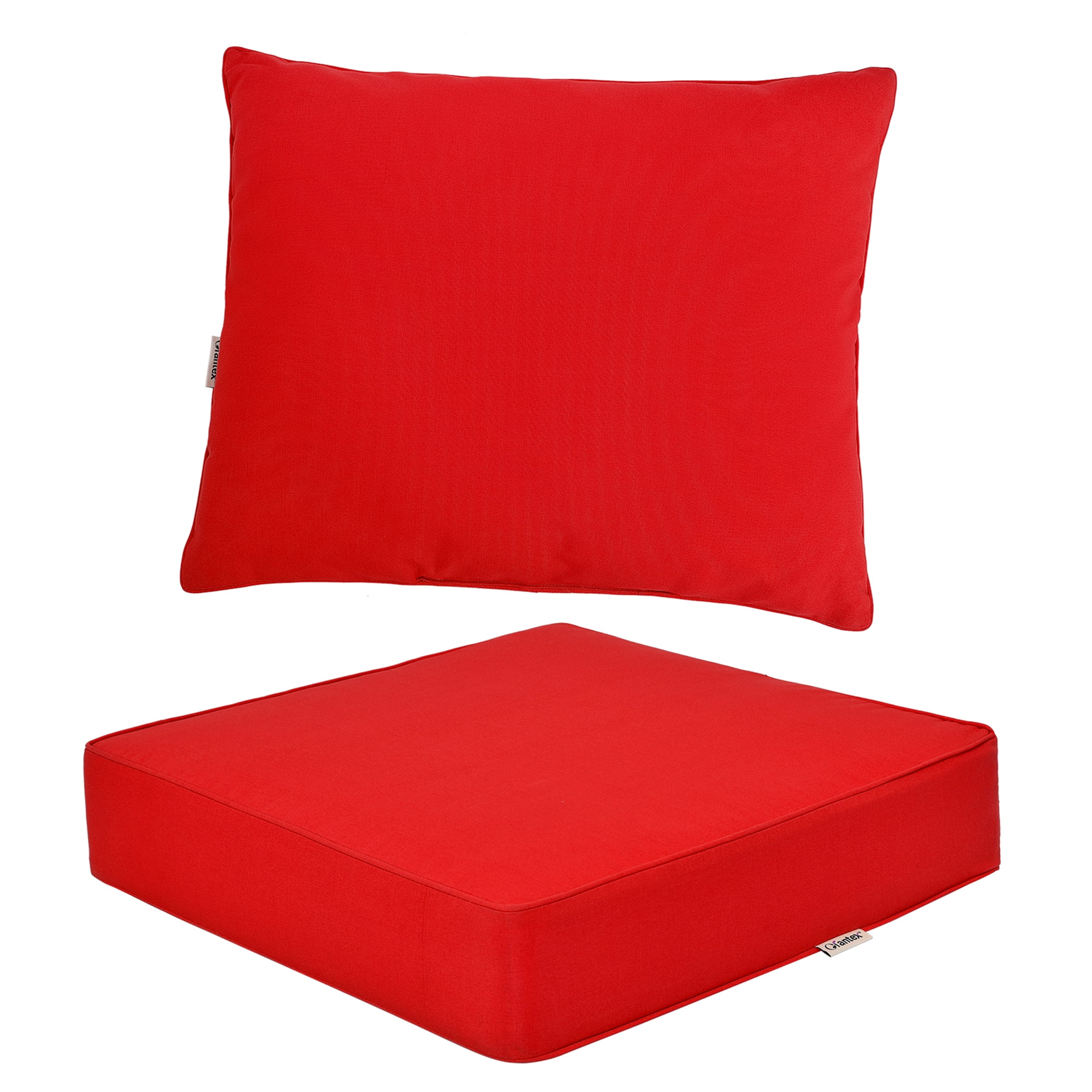 Gymax 2PCS Deep Seat Chair Cushion Pads Set Indoor Outdoor W/ Rope Belts Red
