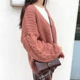 thumbnail image 5 of PIKADINGNIS Vintage Brown Knitted Cardigans for Women Korean Loose Long Sleeve Crochet Sweater Top Woman Casual Solid Lazy Sweaters, 5 of 6
