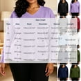 thumbnail image 3 of thefmos Women's V Neck 3/4 Sleeve Pullover Blouse with Pocket Plus Size Solid Color Casual Top Trendy Fall Spring Outfit, Red XL, 3 of 9