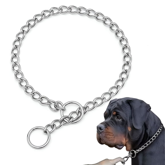GASTROPOD Dog Chain Collar for Training & Walking Control,Adjustable Heavy Duty Decorative Pet Choker with Secure Lock,Reflective Padded Safety Collar for Small Medium Large Dogs 60cm
