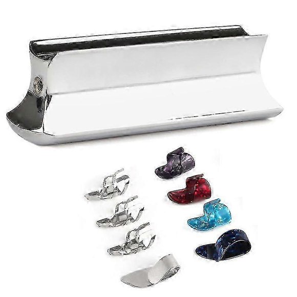 Guitar Slide and Picks Set for Acoustic/Electric Guitars, Stainless Steel Tone Bar with Celluloid Finger Picks