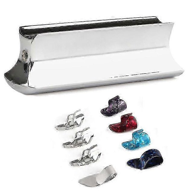 Guitar Slide and Picks Set for Acoustic/Electric Guitars, Stainless Steel Tone Bar with Celluloid Finger Picks