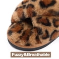 thumbnail image 3 of Comwarm Women's Fuzzy Slippers Open Toe Cross Band Slippers Memory Foam House Slippers for Women, Leopard Brown, 3 of 6