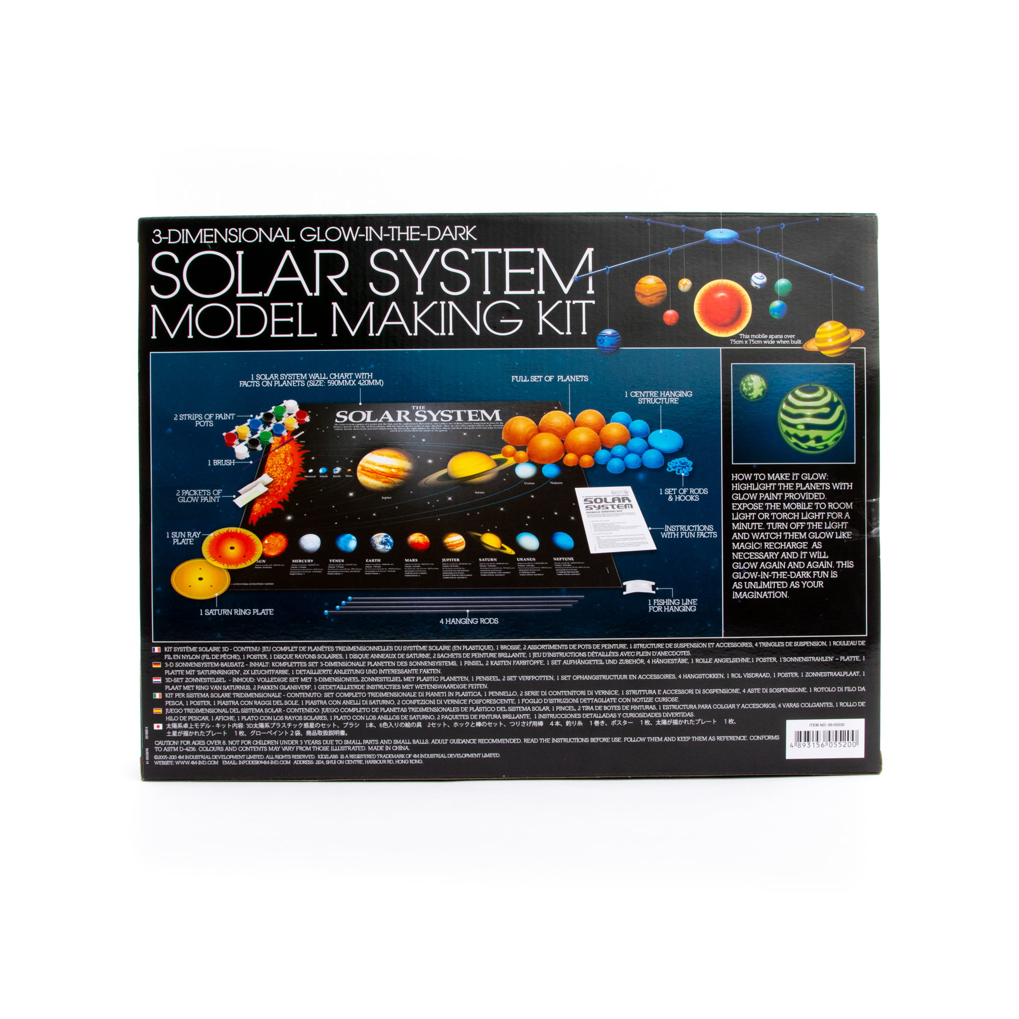 4M 3 Dimensional Glow in The Dark Solar System Mobile Making Kit for sale online 