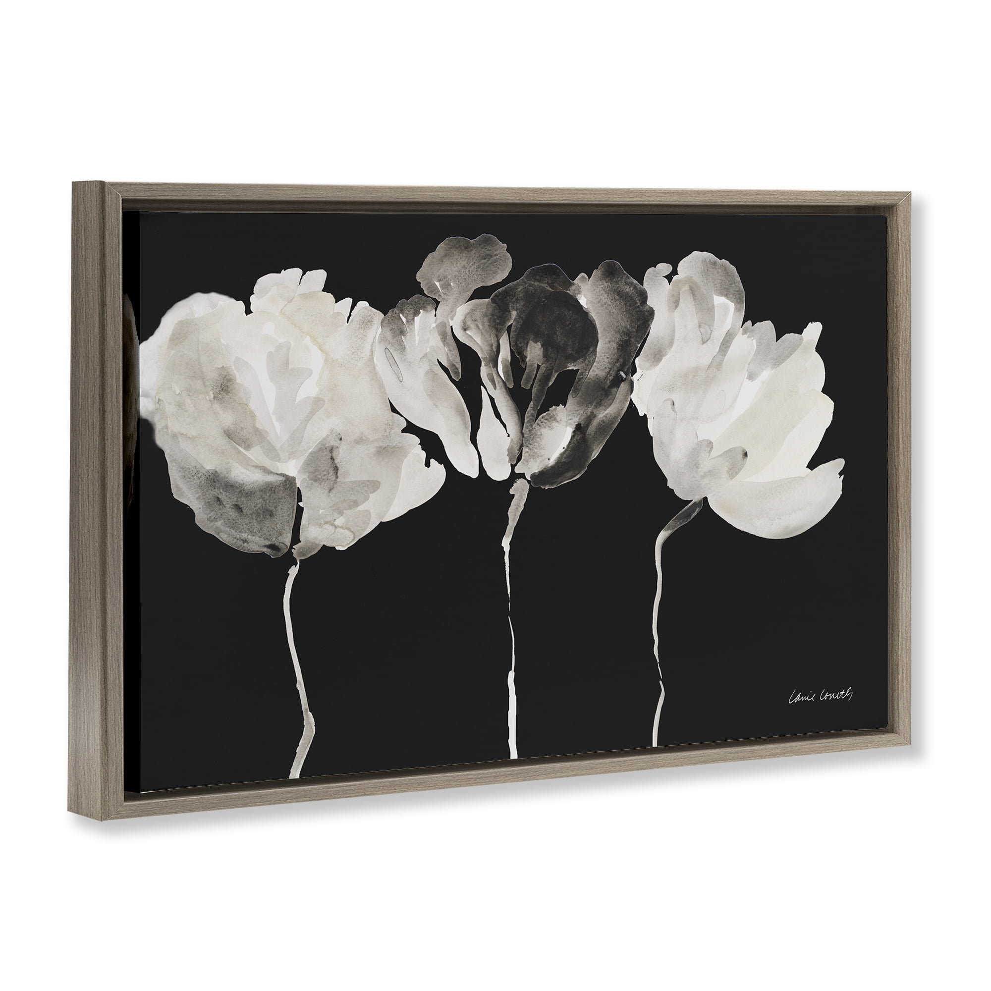Stupell Industries Trio In Light On Black Brown Framed Floater Canvas Wall Art, design by Lanie Loreth