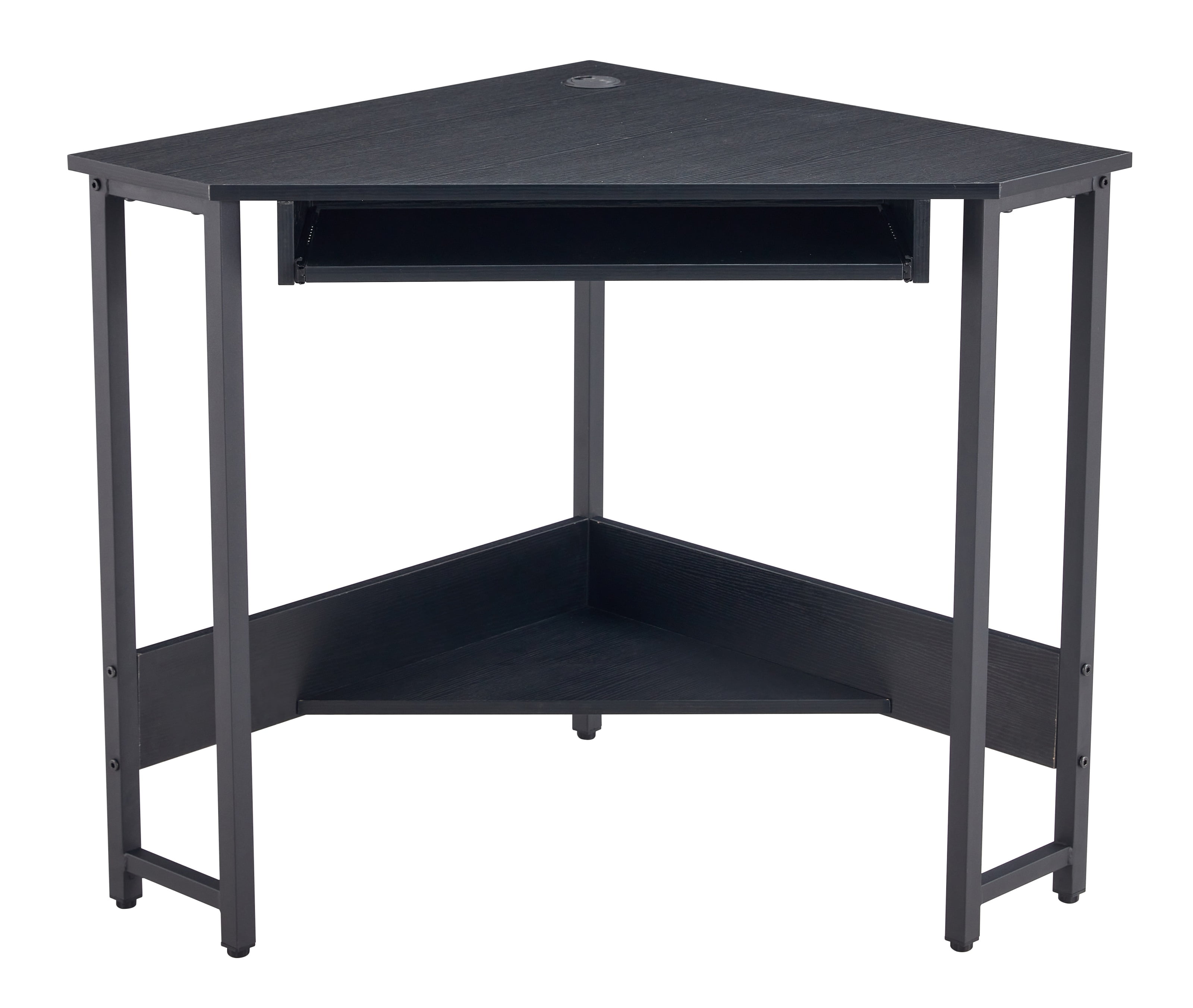Lowestbest Rustic Computer Corner Desk, Triangle Working Table with Smooth Keyboard Tray, Black Lowestbest Rustic Computer Corner Desk, Triangle Working Table with Smooth Keyboard Tray, Black