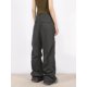 thumbnail image 5 of Pantalones de pierna ancha para mujer, plisados, asimétricos, estilo punk europeo, temperamento simple, otoño, unisex, estética avanzada, cómodos., 5 of 6