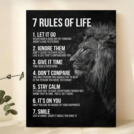 7 Rules of Life Motivational Wall Art with Inspirational Quotes for Bedroom Home Office Classroom High School Poster