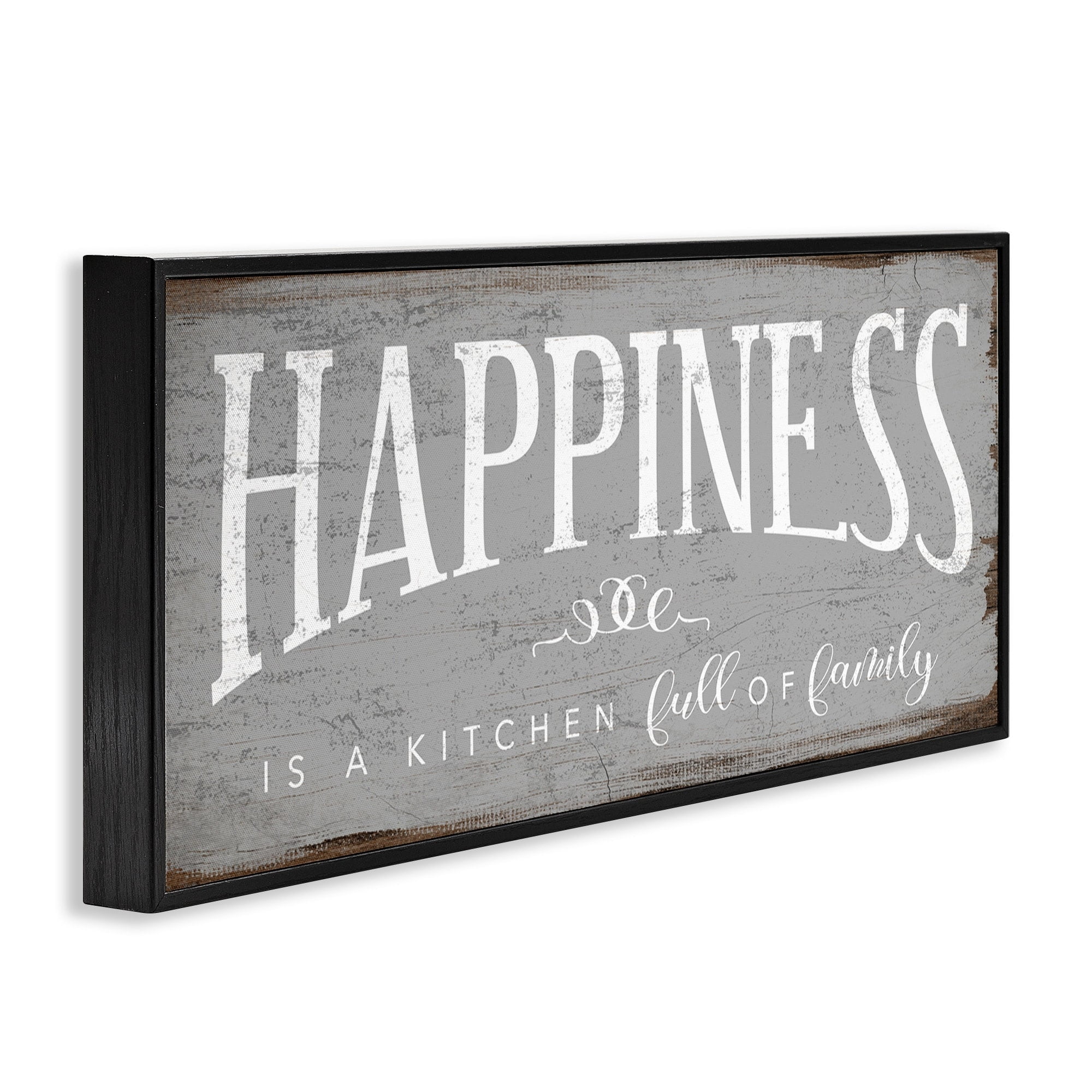 Stupell Industries Happiness is A Full Kitchen Phrase Distressed Paint, 13 x 30,Design by Daphne Polselli