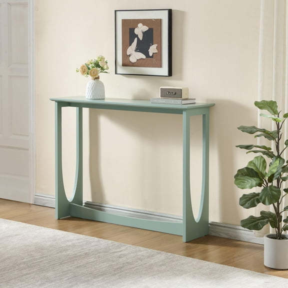 Kings Brand Furniture Olive Console Table – Wood Rectangular Entryway Table with Sculptural Open-Loop Legs, Modern Accent Table for Living Room or Hallway (Blue)