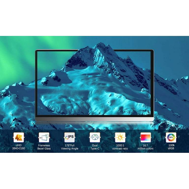  ForHelp True 4K Monitor portátil – 15.6 pulgadas UHD 3840 ×  2160 100% sRGB USB-C HDMI segundo monitor externo portátil pantalla IPS  pantalla de computadora con altavoces para laptop, MacBook Switch