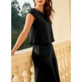 thumbnail image 4 of SHEWIN Outfits Sets for Women Textured Matching Set Sweatsuit Summer Crew Neck Cap Sleeve Tops Wide Leg Pants Basic Outfits, 4 of 9