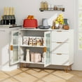 thumbnail image 2 of Gymax Buffet Server Sideboard w/ 2 Tempered Glass Doors & 3 Drawers for Kitchen White, 2 of 10