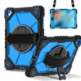 thumbnail image 4 of ELEHOLD Rugged Hybrid Case For iPad 6th Generation, with Built-in Kickstand 360° Rotating Handstrap Crossbody Shoulder Strap Shockproof Heavy Duty Case, Black+Blue, 4 of 10
