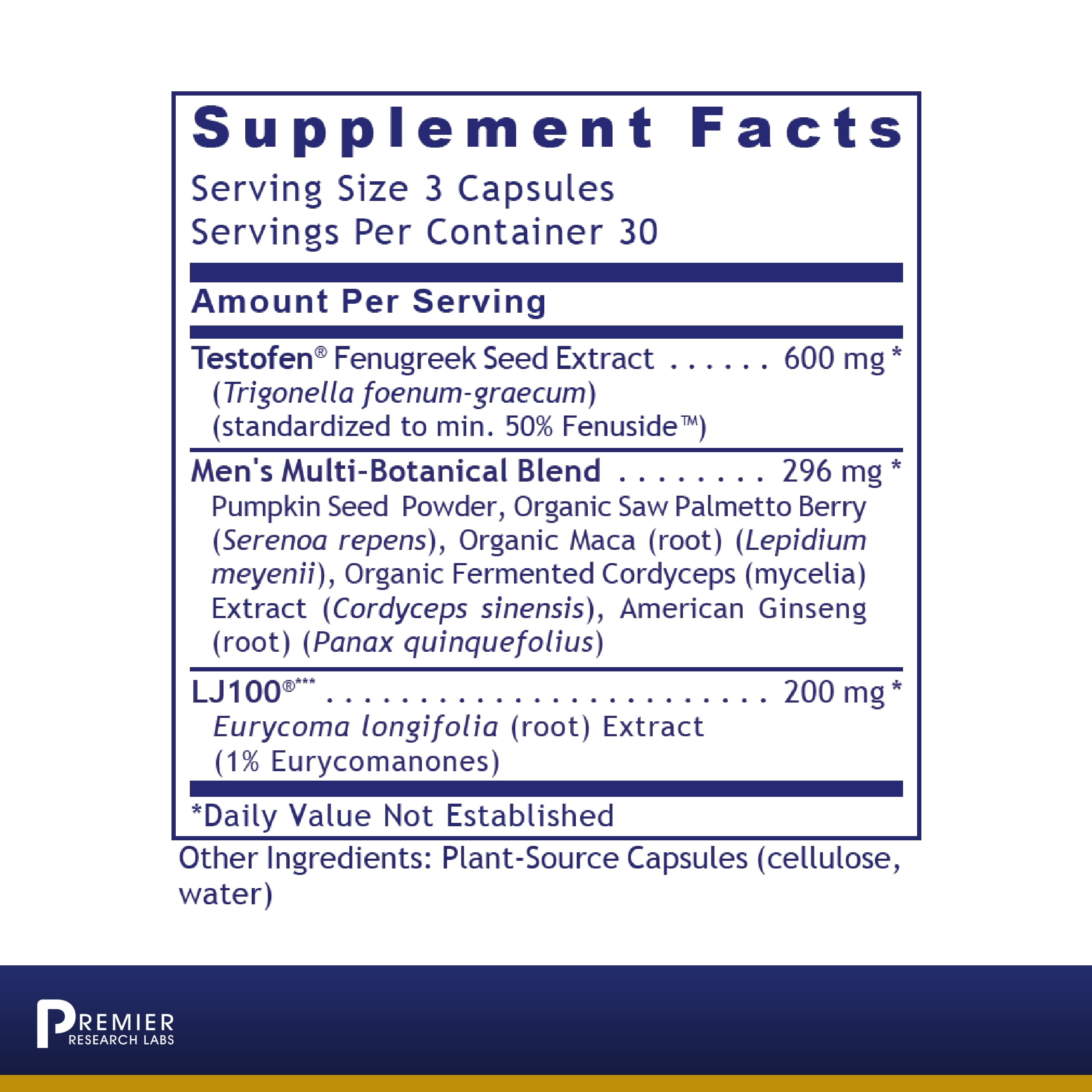 Premier Research Labs Testosterone Premium - For Vitality & Desire - With Saw Palmetto Berry, Maca & American Ginseng - Male Andropause Support - Vegan -90 Plant-Source Capsules