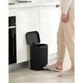 thumbnail image 6 of Compact Fluted Step Trash Can – 5L Black Stainless Steel, Soft-Close Lid, Removable Inner Bucket, Odor Control, Anti-Slip Base for Bathroom, Kitchen, Office – 21.0×18.8×27.9cm– 5L, 6 of 8