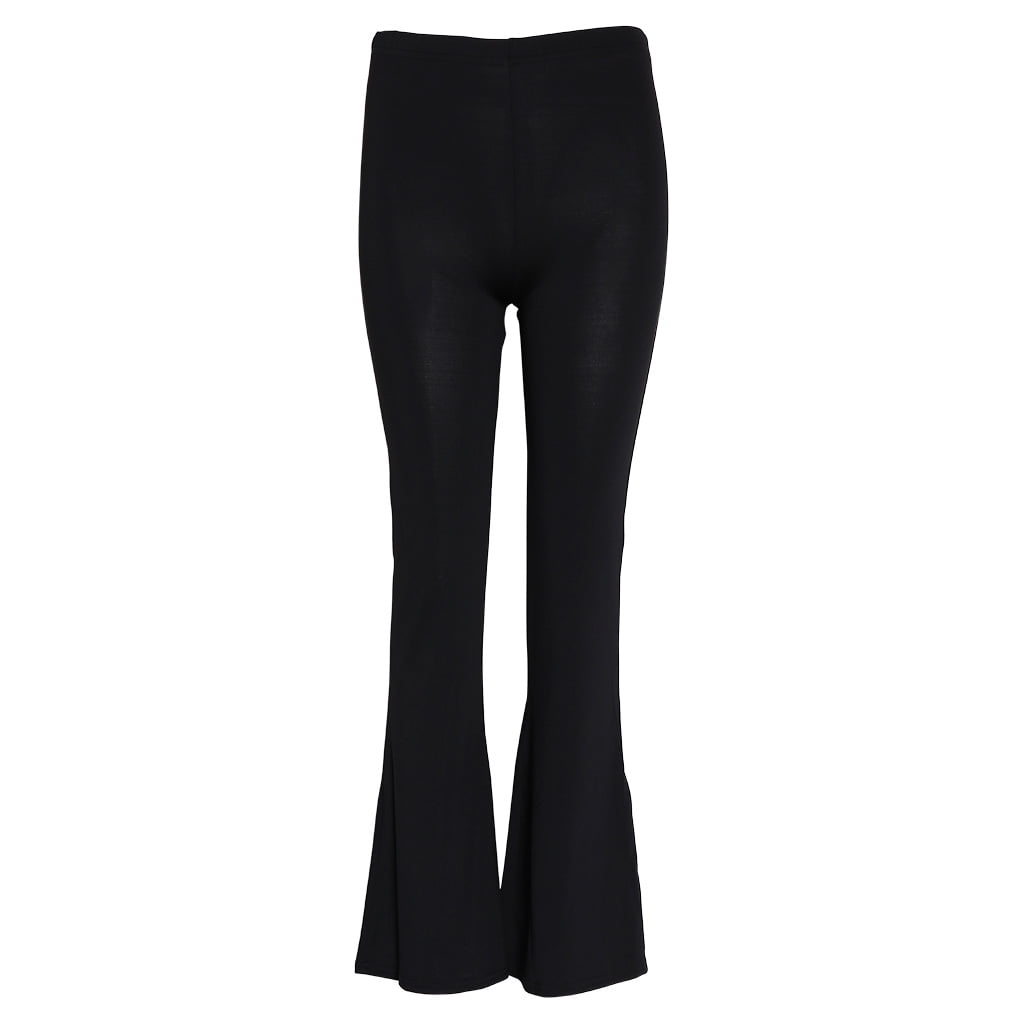 Womens Elastic Bell-bottom Trousers Flared Hem Knitted Tights Pants ...