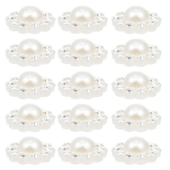 50 Pcs Cloth Buttons Rhinestone Flat Back Diamond-studded Pearl