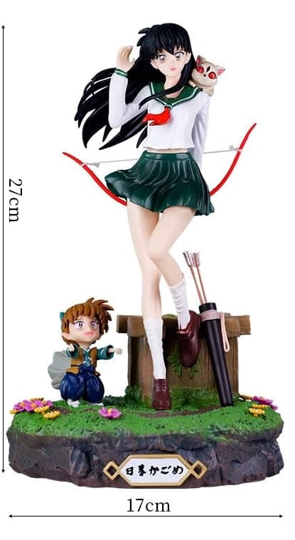 Kagome Figure Standing Higurashi Kagome Shippou Action Figures 27cm/10.6inchHandmade PVC Statues Collectible Souvenirs for Anime Fans Gifts