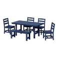 thumbnail image 2 of WestinTrends Ashore 6-Piece Outdoor HDPE Rectangular Patio Dining Table Set with Bench, Navy Blue, 2 of 11