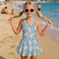 thumbnail image 6 of FOR U DESIGNS Girls' Sleeveless One-Piece Swimsuit Quick Dry Hawaiian Swimwear with Skirt Toddler Girls Swimsuit Easter Gifts for 3T-13Y, Rabbit Daisy Easter Egg, 6 of 7