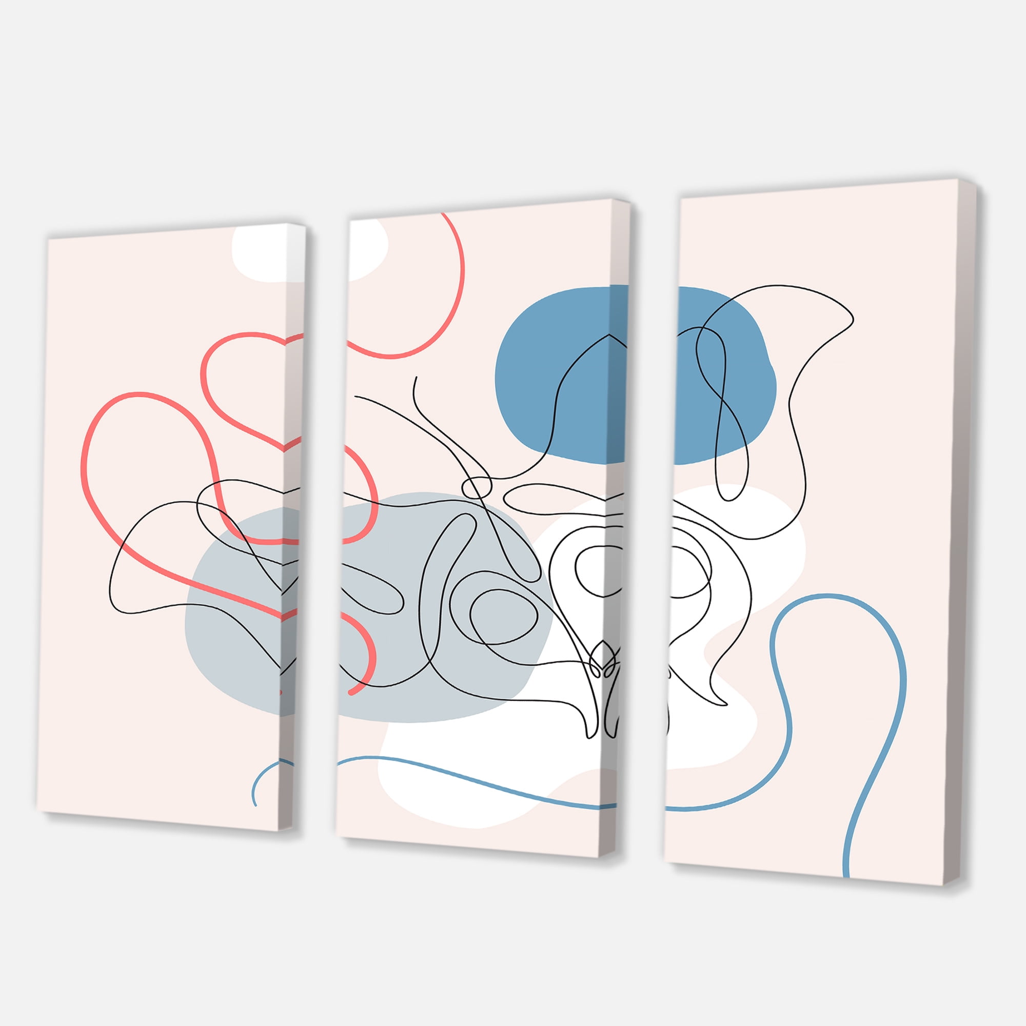 Designart ' Butterfly With One Line Drawing On Cubism Shapes II ' Modern Canvas Wall Art Print