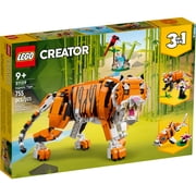 LEGO Creator 3 in 1 Majestic Tiger Building Toy - Build & Display Set for Kids, Girls & Boys, Ages 9+ Birthday Gift Idea - Create a Tiger, Panda, or Koi Fish - 31129