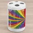 thumbnail image 1 of Pride Ceramic Toothbrush Holder, Radial Vintage Style Scratched Backdrop for Homosexual Gay Lesbian Couples Print, Decorative Versatile Countertop for Bathroom, 4.5" X 2.7", Multicolor, 1 of 4