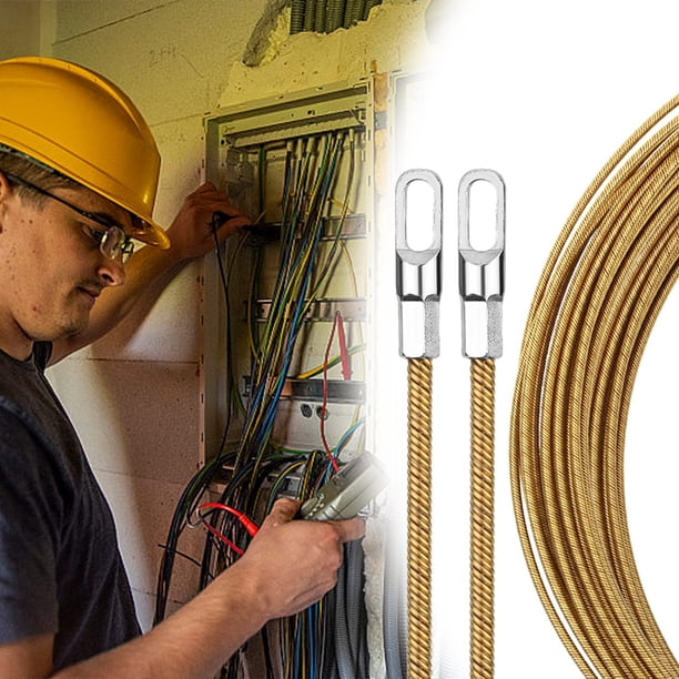 Dispositivo de Enhebrado de Acero para Cables y Alambres, Herramienta de Guía de Cables para Electricistas con Apertura de Cabeza Plana, Flexible 360° para Paredes, Techos y Pisos.