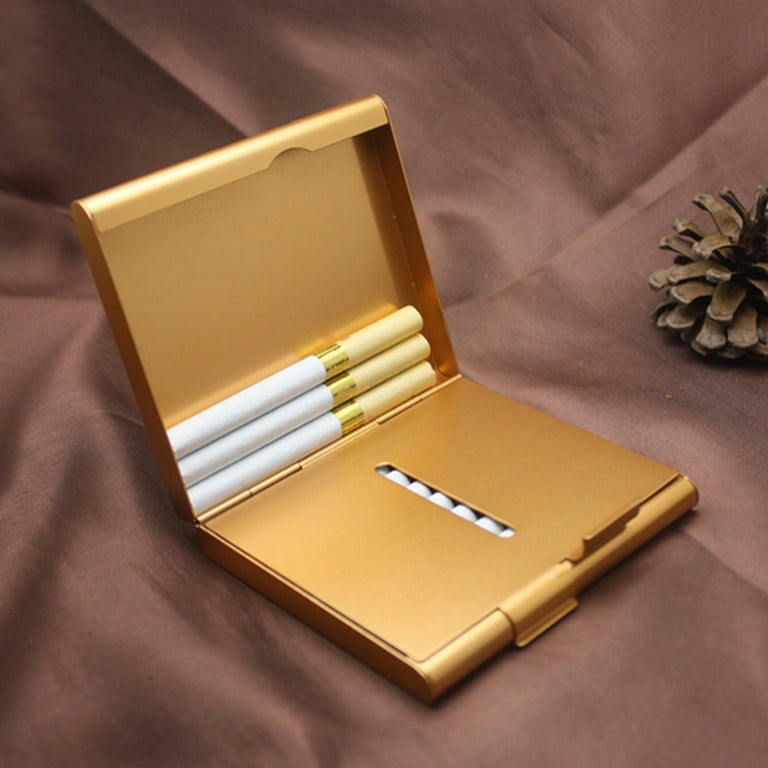 Ludlz Metal Cigarette Box Case Holder, Cigarette Cigar Protective Cover, Brushed Aluminum Cigarette Case, Metal Double Layer Smoking Cigar Case 20