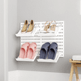 thumbnail image 2 of Pegboards Kit Wall Mount Peg Board Shoe Storage Shelf Hanging Shoe Organizer White, 2 of 7