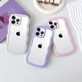 thumbnail image 2 of for iPhone 13 Pro Max Case Clear Hybrid Slim Wave Frame Shape Cute Phone Protective Case Pink, 2 of 10