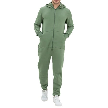 

Gueuusu Matching Family Jumpsuit Solid Long Sleeve Zipper Hooded One-Piece Romper Parent-Child Clothes for Autumn Winter