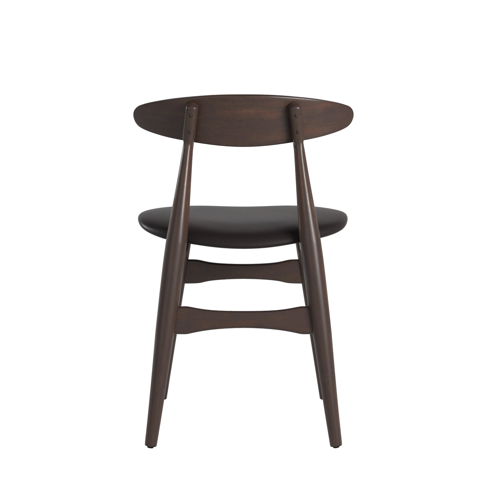 Weston Home Arne Mid-Century Tapered Dining Chairs, Set of 2, Black Finish, Black Vinyl