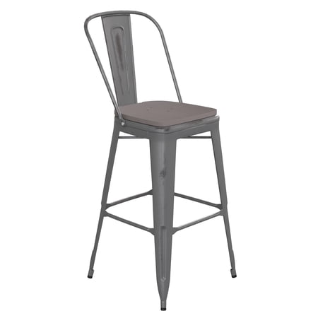 Flash Furniture Lincoln 24 H Slat Back Bar Stool  Gray
