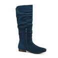 thumbnail image 2 of Dream Pairs Womens Wide Calf Faux Fur Slouchy Low Heel Side Zip Knee High Boots Blvd-W Wide/Calf/Dark/Blue Size 7, 2 of 5