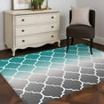 thumbnail image 3 of 2.7x5 Area Rugs, Teal Grey Ombre Morocco Pattern Non-Skid Rubber Backing Large Rectangle Rugs - Living Room Bedroom Home Office, Modern Moroccan Geometric Indoor Floor Mat Carpets Washable Rug, 3 of 9