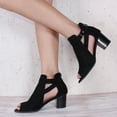 thumbnail image 3 of Womens Clearance under $10 Black and Friday Deals 2023 asdoklhq Wedge Sandals for Women,Women's Plus Size Suede Chunky Heel Buckle Sandals Round Head Fish Mouth Shose, 3 of 9