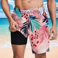 thumbnail image 2 of LIBRCLO Mens Swim Trunks with Liner 2 in 1 Bathing Suits Quick Dry Hawaiian Print Board Shorts Lightweight Breathable Summer Beach Shorts Pink XXL, 2 of 6