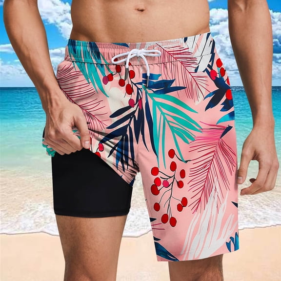 cllios Men's Swim Trunks with Compression Liner Swimming Board Shorts 9 Inch Quick Dry Bathing Suits with Pockets Boyfriend Gifts