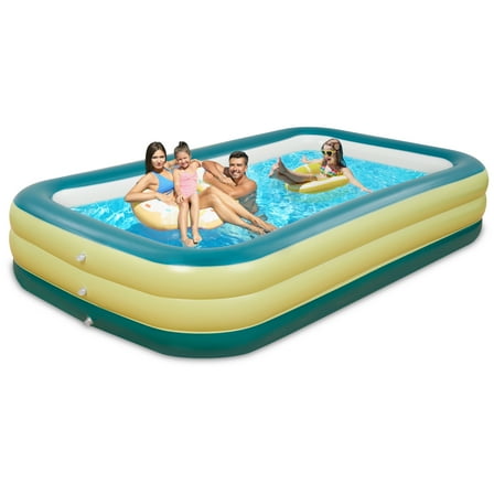 Naipo Inflatable Swimming Pool 120"x72"x22" Blow up Pool  , Full-Sized Above Ground Family Pool, Summer Water Party, Backyard, Outdoor Beach Garden Lawn , Yellow