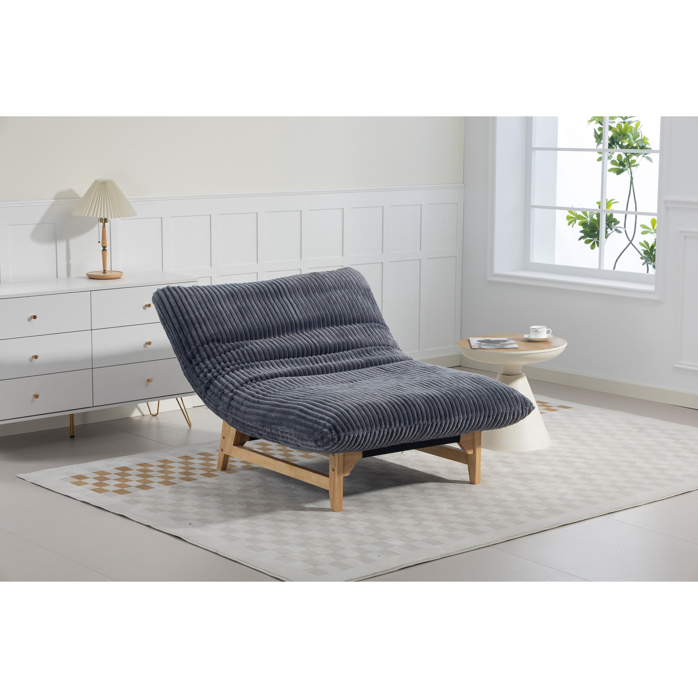 Bean bag chair for Adults with Solid Wood Frame,Accent Armless Lazy Sofa, Casual Single Sofa, Corduroy Fabric, For Living Room And Bedroom, With Backrest, Single Seat