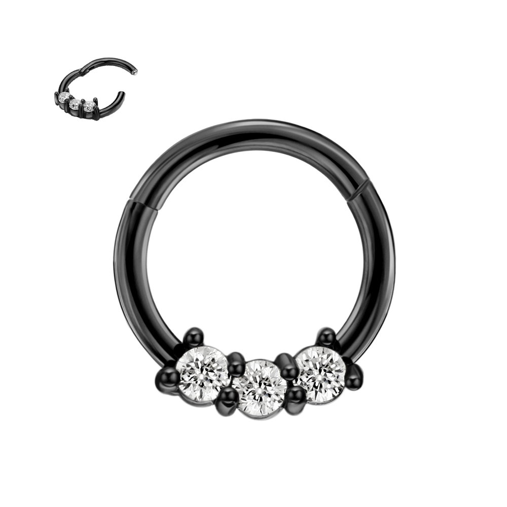 16g Septum Jewelry 16 gauge Septum Rings for Women Black Surgical Steel Septum Hoop 8mm Cubic Zirconia Daith Piercing Jewelry