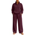 thumbnail image 3 of Women's Sweatsuits 2 Piece Outfits Lounge Sets | Cozy Airport Outfits,Casual Sweat Sets for Fall And Winter,Half Zip Pullover And Baggy Sweatpants with Pockets QURATI, 3 of 7